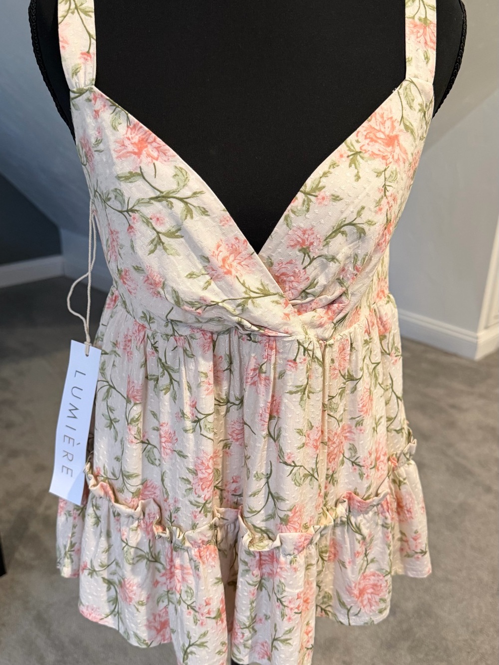 Lumiere Floral Pink and Green Sleeveless Wrap Top